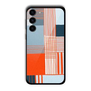 Orange Stripes Customized Printed Glass Back Cover for Samsung S23+