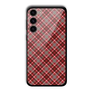 Red Checks Customized Printed Glass Back Cover for Samsung S23+