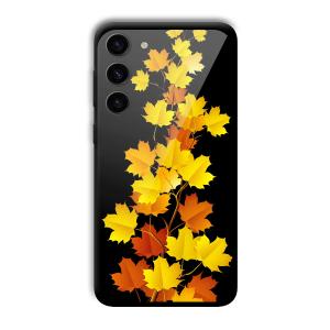 Golden Leaves Customized Printed Glass Back Cover for Samsung S23+