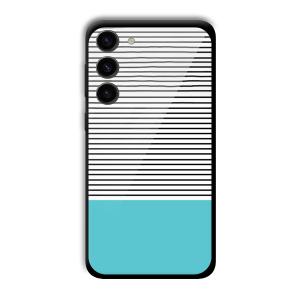 Cyan Stripes Customized Printed Glass Back Cover for Samsung Galaxy S23