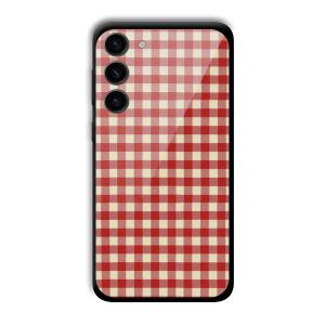 Red Checks Customized Printed Glass Back Cover for Samsung Galaxy S23