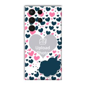 Blue & Pink Hearts Customized Printed Back Cover for Samsung Galaxy S23 Ultra