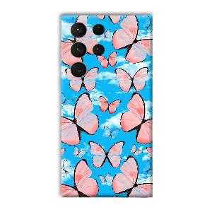 Pink Butterflies Phone Customized Printed Back Cover for Samsung Galaxy S23 Ultra