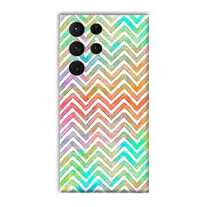 White Zig Zag Pattern Phone Customized Printed Back Cover for Samsung Galaxy S23 Ultra