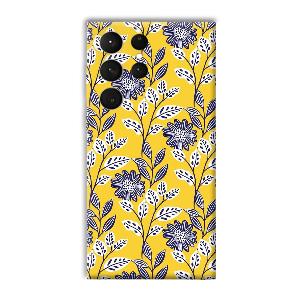Yellow Fabric Design Phone Customized Printed Back Cover for Samsung Galaxy S23 Ultra