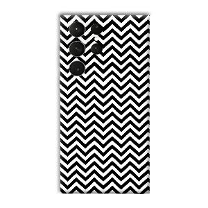 Black White Zig Zag Phone Customized Printed Back Cover for Samsung Galaxy S23 Ultra
