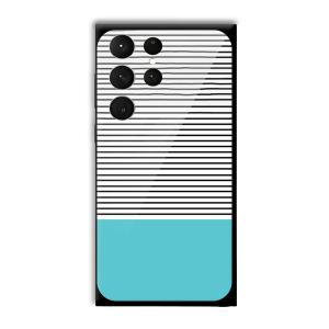 Cyan Stripes Customized Printed Glass Back Cover for Samsung Galaxy S23 Ultra