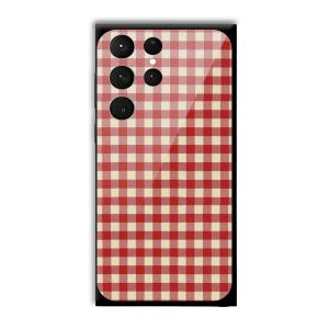 Red Checks Customized Printed Glass Back Cover for Samsung Galaxy S23 Ultra