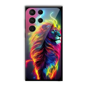 Neon Lion Customized Printed Glass Back Cover for Samsung Galaxy S23 Ultra