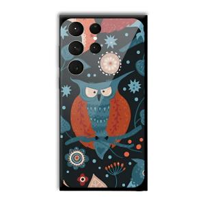 Blue Owl Customized Printed Glass Back Cover for Samsung Galaxy S23 Ultra
