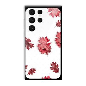 Red Leaves Customized Printed Glass Back Cover for Samsung Galaxy S23 Ultra