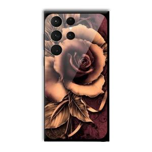 Brown Rose Customized Printed Glass Back Cover for Samsung Galaxy S23 Ultra