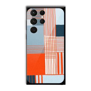 Orange Stripes Customized Printed Glass Back Cover for Samsung Galaxy S23 Ultra