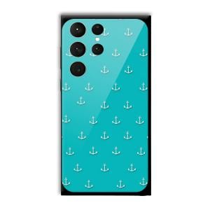 Teal Anchor Customized Printed Glass Back Cover for Samsung Galaxy S23 Ultra
