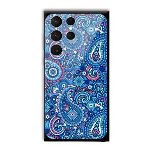 Blue Pattern Customized Printed Glass Back Cover for Samsung Galaxy S23 Ultra