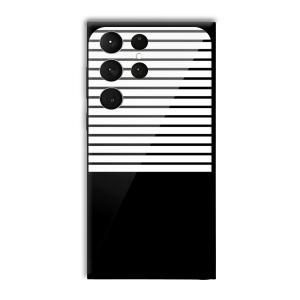 White and Black Stripes Customized Printed Glass Back Cover for Samsung Galaxy S23 Ultra