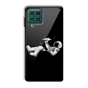 Lazy Astronaut Customized Printed Glass Back Cover for Samsung Galaxy F62