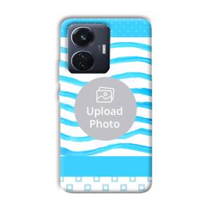 Blue Wavy Design Customized Printed Back Cover for Vivo T1