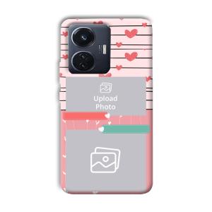 Pink Hearts Customized Printed Back Cover for Vivo T1