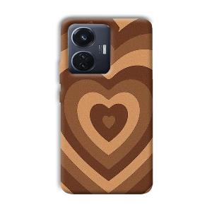 Brown Hearts Phone Customized Printed Back Cover for Vivo T1