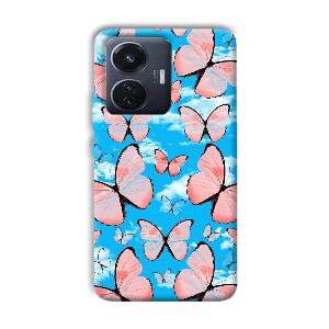 Pink Butterflies Phone Customized Printed Back Cover for Vivo T1