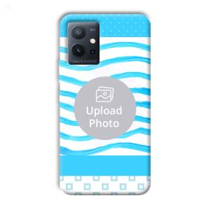 Blue Wavy Design Customized Printed Back Cover for Vivo T1 5G