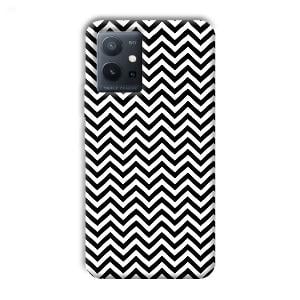Black White Zig Zag Phone Customized Printed Back Cover for Vivo T1 5G