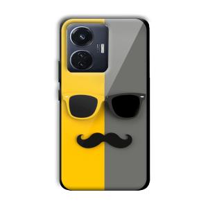 Yellow and Grey Sunglass Customized Printed Glass Back Cover for Vivo T1