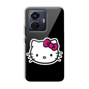 Cute Kitty Customized Printed Glass Back Cover for Vivo T1