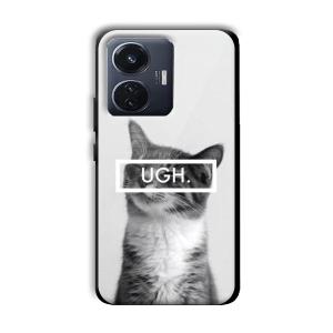 UGH Irritated Cat Customized Printed Glass Back Cover for Vivo T1