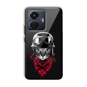 Rider Cat Customized Printed Glass Back Cover for Vivo T1