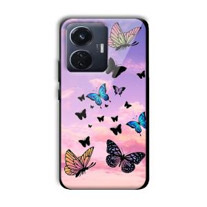 Butterflies Customized Printed Glass Back Cover for Vivo T1