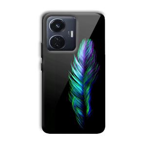 Neon Feather Customized Printed Glass Back Cover for Vivo T1