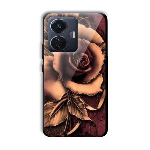 Brown Rose Customized Printed Glass Back Cover for Vivo T1