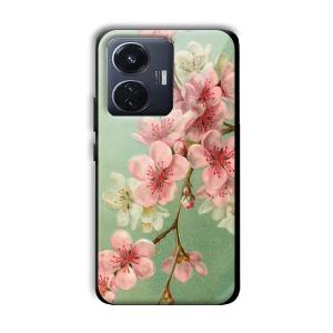 Pink Flowers Customized Printed Glass Back Cover for Vivo T1