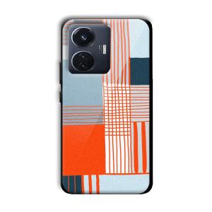 Orange Stripes Customized Printed Glass Back Cover for Vivo T1