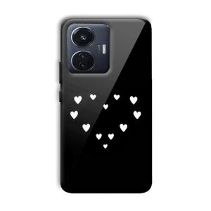 Little White Hearts Customized Printed Glass Back Cover for Vivo T1