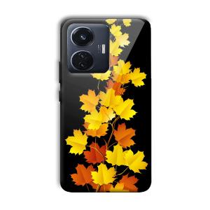 Golden Leaves Customized Printed Glass Back Cover for Vivo T1