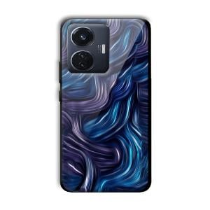 Blue Waves Customized Printed Glass Back Cover for Vivo T1