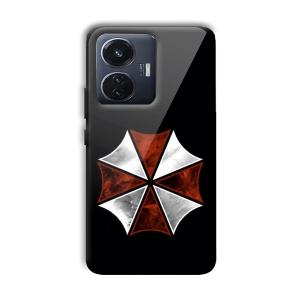 Red and Silver Customized Printed Glass Back Cover for Vivo T1