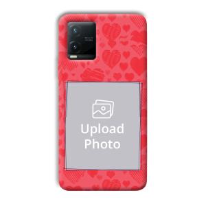 Red Hearts Customized Printed Back Cover for Vivo T1x