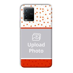Orange Hearts Customized Printed Back Cover for Vivo T1x