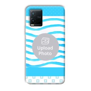 Blue Wavy Design Customized Printed Back Cover for Vivo T1x