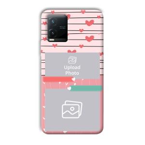 Pink Hearts Customized Printed Back Cover for Vivo T1x