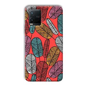 Lines and Leaves Phone Customized Printed Back Cover for Vivo T1x
