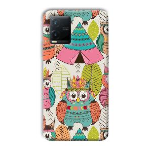 Fancy Owl Phone Customized Printed Back Cover for Vivo T1x