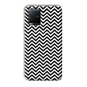 Black White Zig Zag Phone Customized Printed Back Cover for Vivo T1x