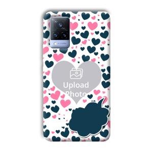 Blue & Pink Hearts Customized Printed Back Cover for Vivo V21