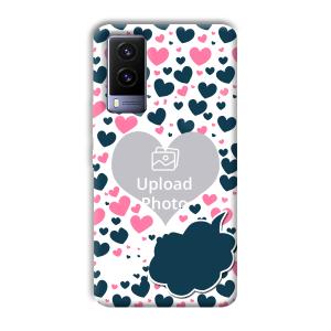 Blue & Pink Hearts Customized Printed Back Cover for Vivo V21e