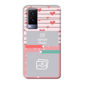 Pink Hearts Customized Printed Back Cover for Vivo V21e